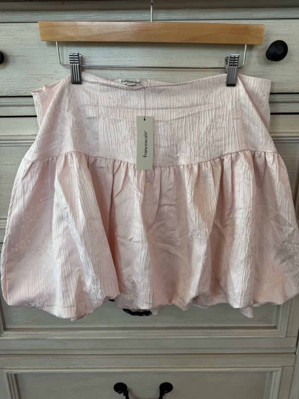 Francesca's light pink Textured Tiered Midi Skirt